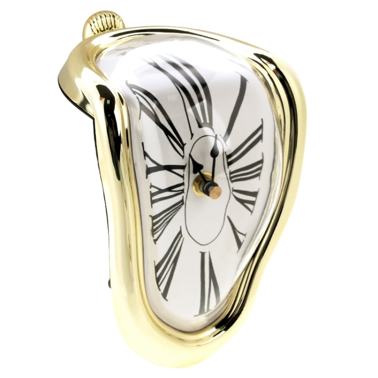 Orologio irregolare al quarzo con fusione cromata, orologio retrò distorto con numeri romani