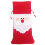 Borsa per bottiglia di vino in peluche con decorazione per la tavola di Natale con motivo Babbo Natale da 3 pezzi, Santa Pattern  2