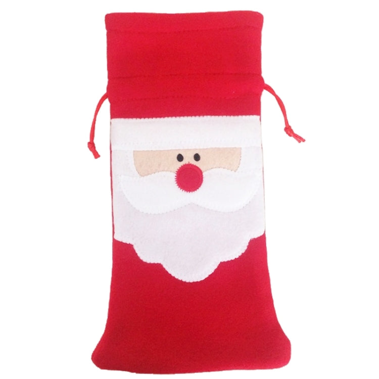 Borsa per bottiglia di vino in peluche con decorazione per la tavola di Natale con motivo Babbo Natale da 3 pezzi, Santa Pattern  2