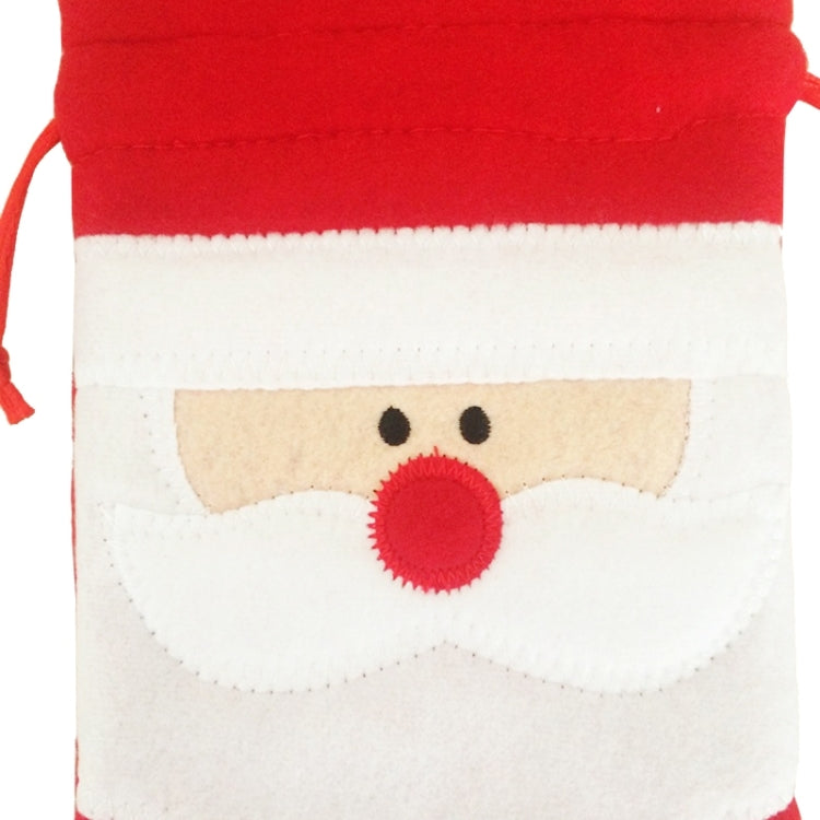 Borsa per bottiglia di vino in peluche con decorazione per la tavola di Natale con motivo Babbo Natale da 3 pezzi, Santa Pattern  2