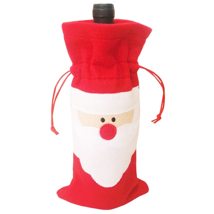 Borsa per bottiglia di vino in peluche con decorazione per la tavola di Natale con motivo Babbo Natale da 3 pezzi, Santa Pattern  2