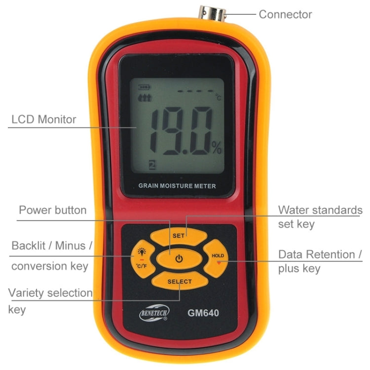 BENETECH GM640 Misuratore di umidità digitale per cereali di alta qualità con display LCD
