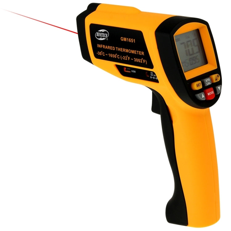 Termometro IR a infrarossi portatile con display digitale USB BENETECH GM1651, intervallo di misurazione: -30 ~ 1650 °C, GM1651