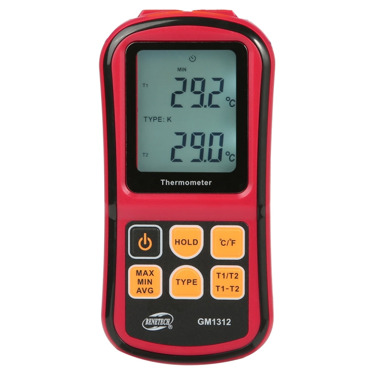 BENETECH GM1312 Termometro a termocoppia con schermo LCD da 2,4 pollici Misura tipo J, K, T, E, N e R, Intervallo di misura: -50 ~ 300 °C