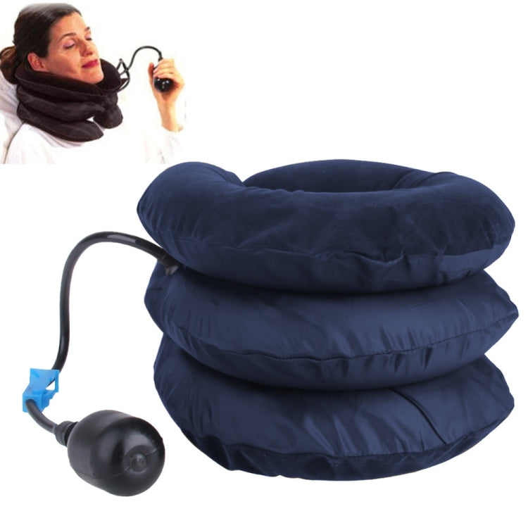Dispositivo gonfiabile per trazione cervicale del collo, testa morbida, spalla, collo, mal di testa, massaggiatore, mal di testa, sollievo dal dolore, tutore per il rilassamento, Half Cashmere (Dark Blue)