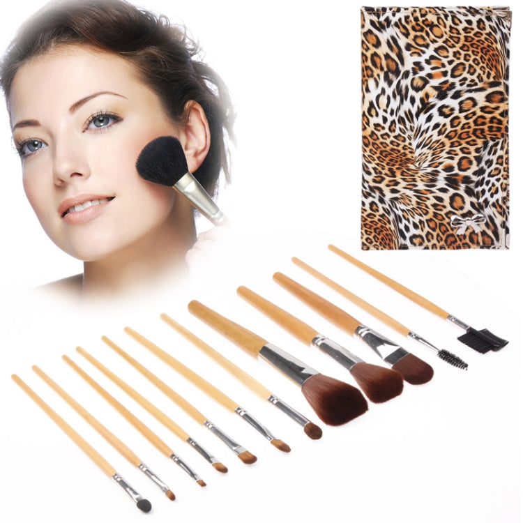 Set borse pieghevoli con 12 pennelli trucco motivo pantera