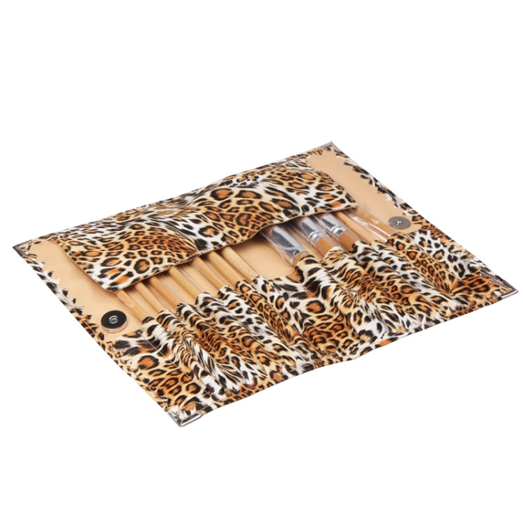Set di kit di borse per pennelli cosmetici pieghevoli alla moda con motivo pantera per donna / 12 pennelli Prodotto per la cura del viso, 12pcs