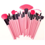 Set di pennelli per trucco con manico rosa in pelo di capra da 24 pezzi con custodia rosa, 24pcs