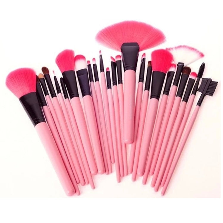 Set di pennelli per trucco con manico rosa in pelo di capra da 24 pezzi con custodia rosa, 24pcs