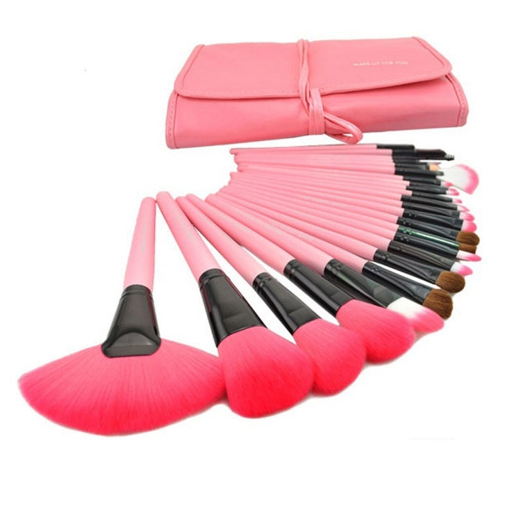 Set di pennelli per trucco con manico rosa in pelo di capra da 24 pezzi con custodia rosa, 24pcs
