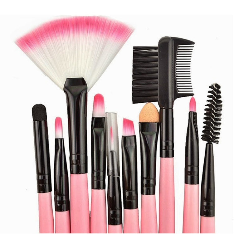 Set di pennelli per trucco con manico rosa in pelo di capra da 24 pezzi con custodia rosa, 24pcs