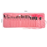 Set di pennelli per trucco con manico rosa in pelo di capra da 24 pezzi con custodia rosa, 24pcs