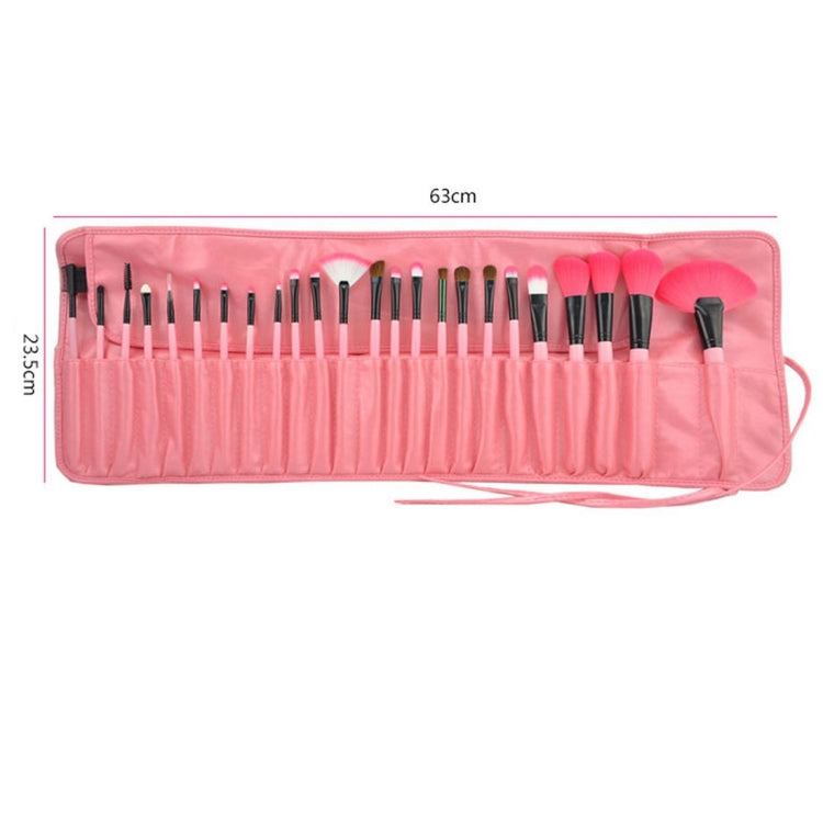 Set di pennelli per trucco con manico rosa in pelo di capra da 24 pezzi con custodia rosa, 24pcs
