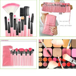 Set di pennelli per trucco con manico rosa in pelo di capra da 24 pezzi con custodia rosa, 24pcs