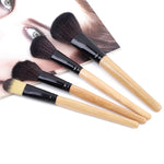Set di 24 pennelli cosmetici in crine di cavallo con manico in legno e borsa in pelle nera, 24 PCS