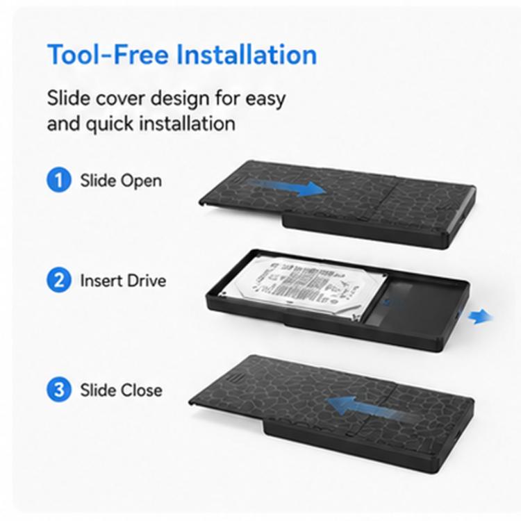 Custodia esterna HDD/SSD SATA da 2,5 pollici, senza attrezzi, interfaccia USB 3.0