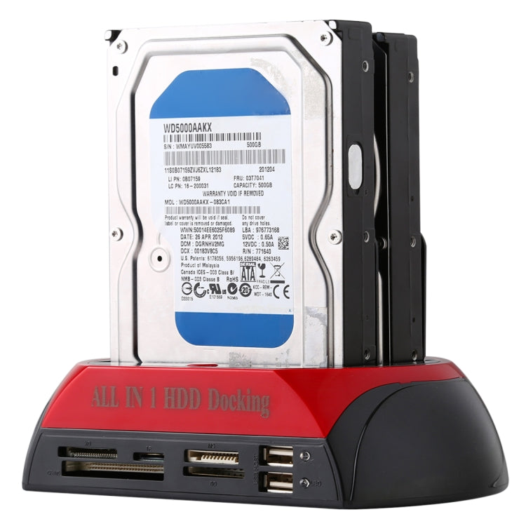 Dock station per HDD SATA/IDE tutto in 1 da 2,5 pollici/3,5 pollici con lettore di schede e hub