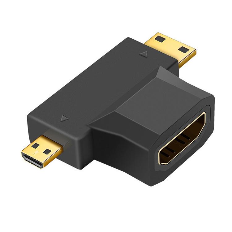 Adattatore HDMI femmina 3 in 1 a mini e micro HDMI maschio