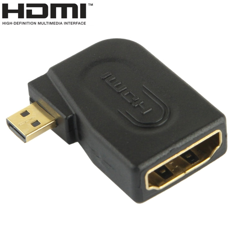 Adattatore Micro HDMI maschio a HDMI 19 pin femmina placcato in oro con angolo di 90 gradi, Micro HDMI to HDMI