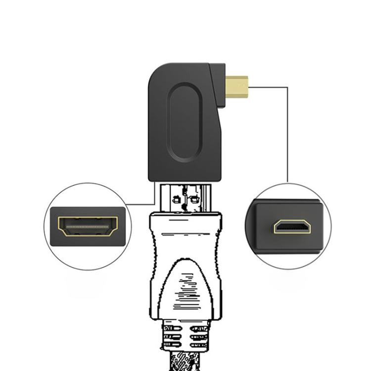 Adattatore Micro HDMI maschio a HDMI 19 pin femmina 90° oro