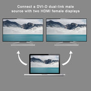 Cavo sdoppiatore DVI 24+1 pin maschio a 2 x HDMI femmina da 29,5 cm, DVI 24+1 Pin Male to 2 x HDMI Female