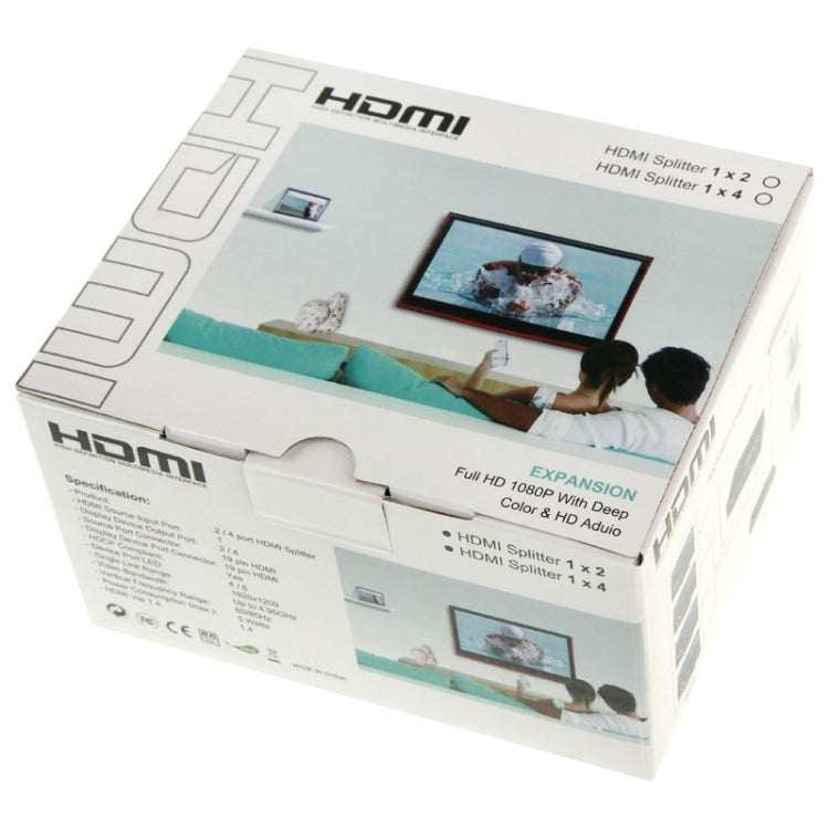 Mini splitter HDMI 1x4 1080P V1.4 per HDTV e proiettori