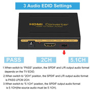 Convertitore da HDMI a HDMI + audio (SPDIF + R/L) (spina UE), HDMI to HDMI + Audio