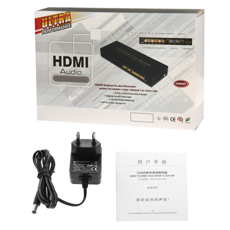 Convertitore da HDMI a HDMI + audio (SPDIF + R/L) (spina UE), HDMI to HDMI + Audio