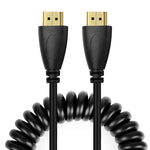 Versione 1.4, cavo a spirale da 19 pin HDMI maschio a HDMI maschio placcato oro, supporto 3D/Ethernet, lunghezza: 60 cm (estensibile fino a 2 m), HDMI AM to AM