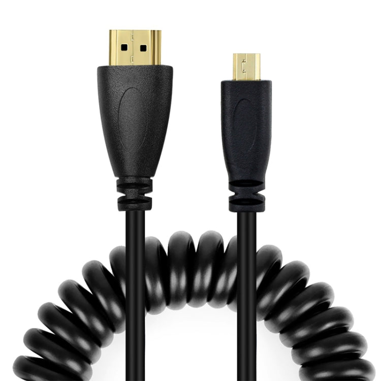 Versione 1.4, cavo a spirale placcato in oro da micro HDMI maschio a HDMI maschio, supporto 3D/Ethernet, lunghezza: 60 cm (può essere esteso fino a 2 m), Micro HDMI AM to HDMI AM