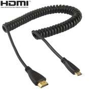 Versione 1.4, cavo a spirale Mini HDMI maschio a HDMI maschio placcato oro, supporto 3D / Ethernet, lunghezza: 60 cm (può essere esteso fino a 2 m), Mini HDMI AM to HDMI AM