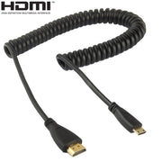 Versione 1.4, cavo a spirale Mini HDMI maschio a HDMI maschio placcato oro, supporto 3D / Ethernet, lunghezza: 60 cm (può essere esteso fino a 2 m), Mini HDMI AM to HDMI AM
