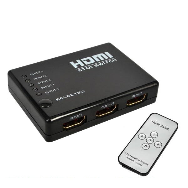 Switch HDMI 1080P a 5 porte con telecomando, supporto HDTV, Support HDTV