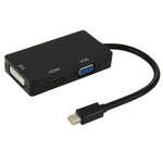 Cavo convertitore adattatore Mini DisplayPort maschio a HDMI + VGA + DVI femmina per Mac Book Pro Air, lunghezza cavo: 17 cm, Mini DP to HDMI+VGA+DVI (Black), Mini DP to HDMI+VGA+DVI (White)