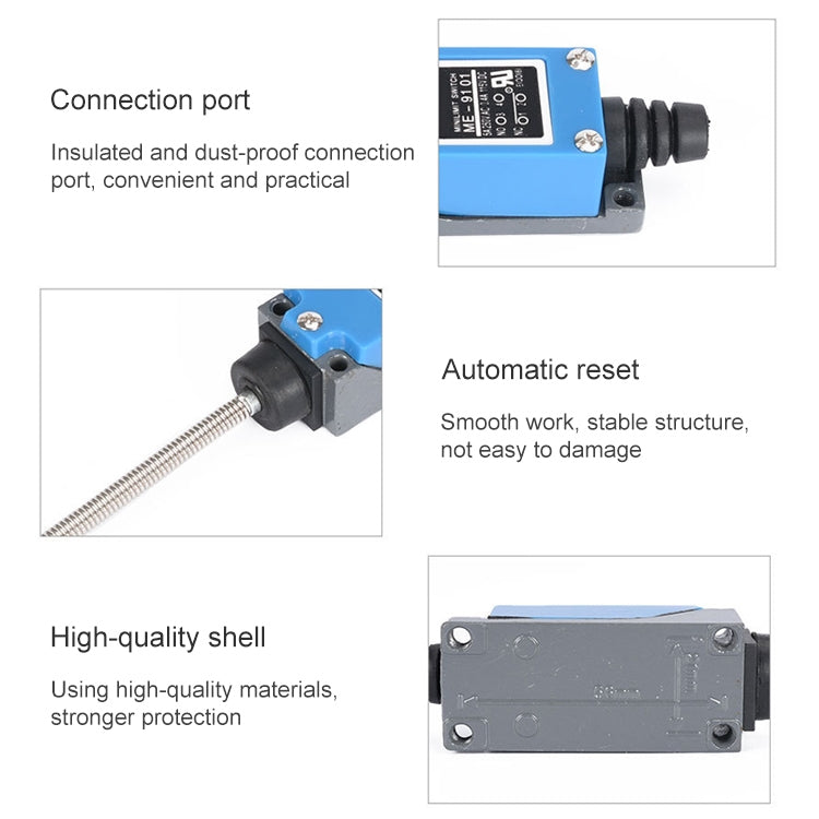 ME-9101 Mini limit switch with self-resetting oscillating head