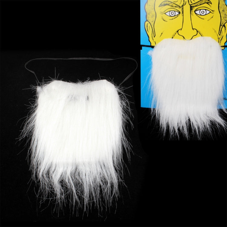 Barba finta con baffi folti bianchi con cinturino elastico, White Bushy Mustache