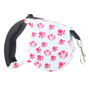 Guinzaglio retrattile per cani, modello rosa, 5 m, facile da usare, Pink Dog Footprint