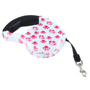 Guinzaglio retrattile per cani, modello rosa, 5 m, facile da usare, Pink Dog Footprint