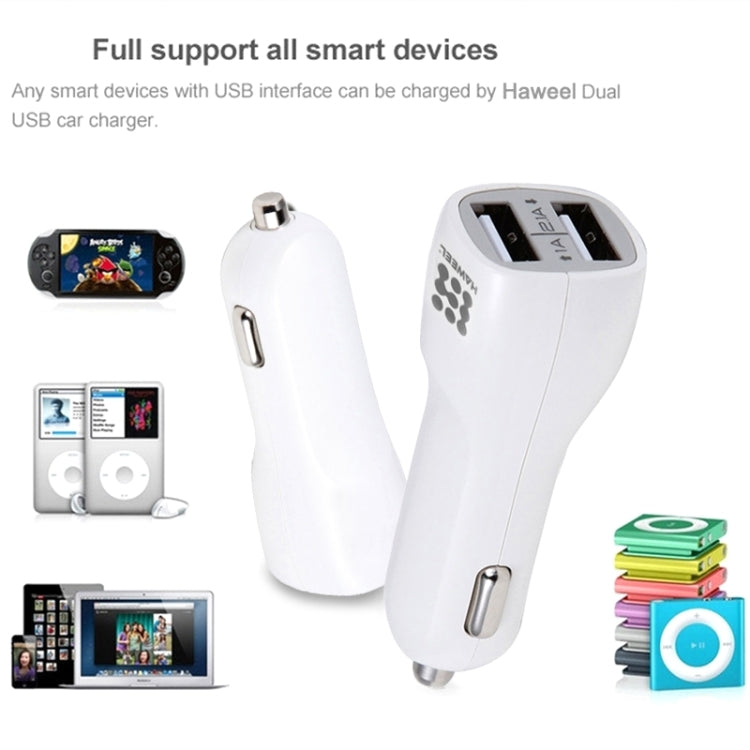 Caricatore per auto con doppia porta USB HAWEEL di alta qualità da 2,1 A + 1 A, HK Black, US  Black, US White, UK White, UK Black, White, Black