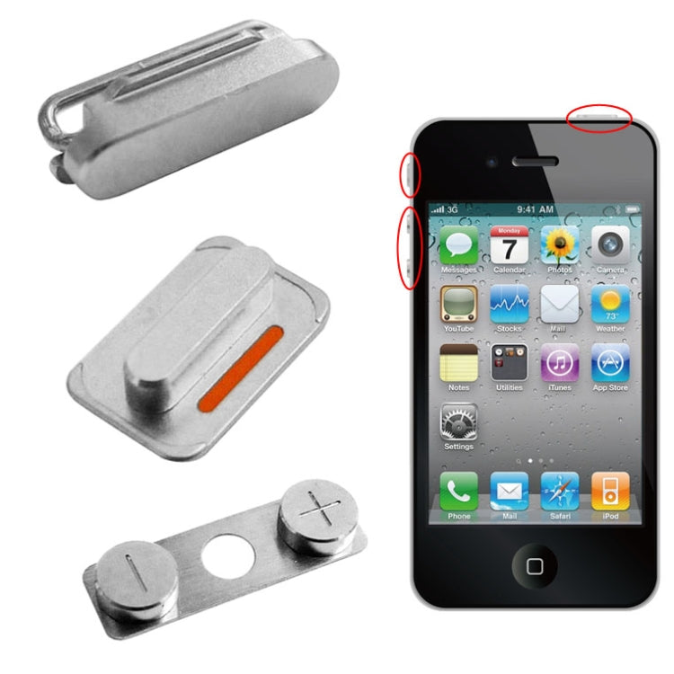 Tasto volume originale + tasto interruttore mute + tasto blocco tasto accensione/spegnimento per iPhone 4S, For iPhone 4S (Kit)