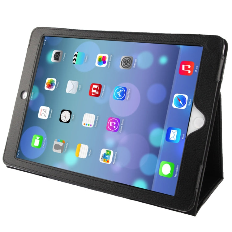 Custodia in pelle flip con texture litchi con supporto e funzione di sonno/sveglia per iPad Air