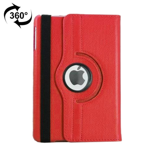 Per iPad 9.7 (2018) e iPad 9.7 (2017) e Air 2 e Air Custodia in pelle con texture litchi con rotazione a 360 gradi con supporto per 2 ingranaggi