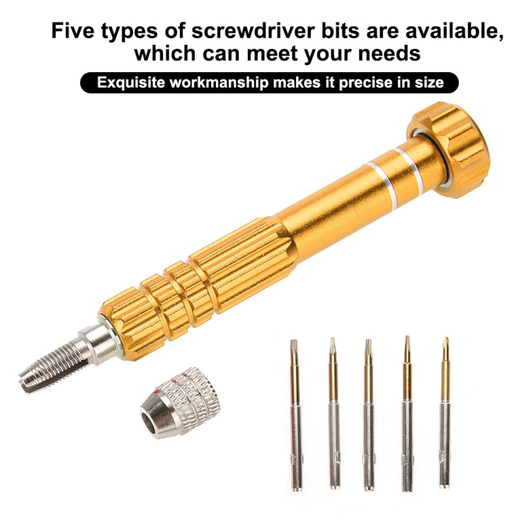 Gold Series 5 in 1 Screwdriver Set (T5 / T6 / 1.2 / 1.5 / 0.8), 5 in 1