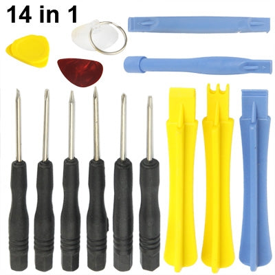 14 in 1 (cacciaviti + strumenti di apertura in plastica) Strumento professionale per lo smontaggio del telefono di precisione premium, 14 in 1