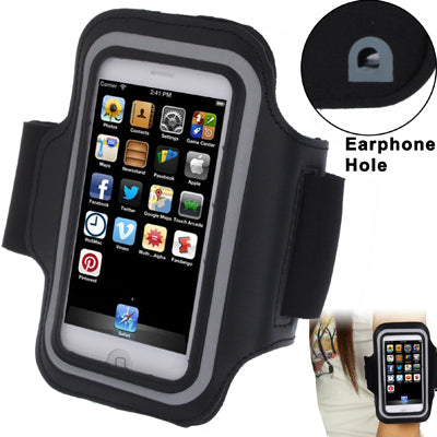 Custodia sportiva da braccio con foro per auricolari per iPhone 5 & 5C & 5S