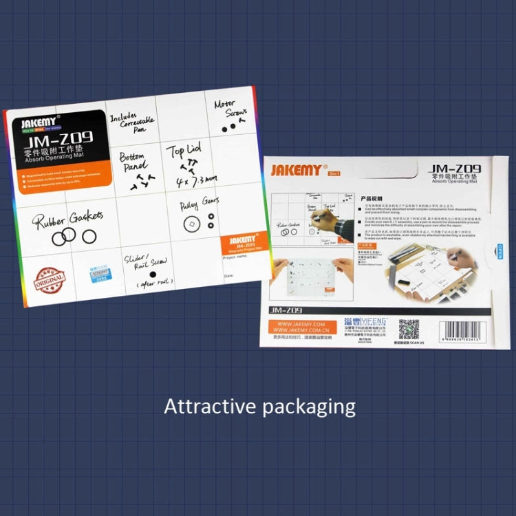 JAKEMY JM-Z09 Tappetino magnetico da progetto 25 cm x 20 cm con pennarello per strumenti di riparazione iPhone/Samsung, JM-Z09