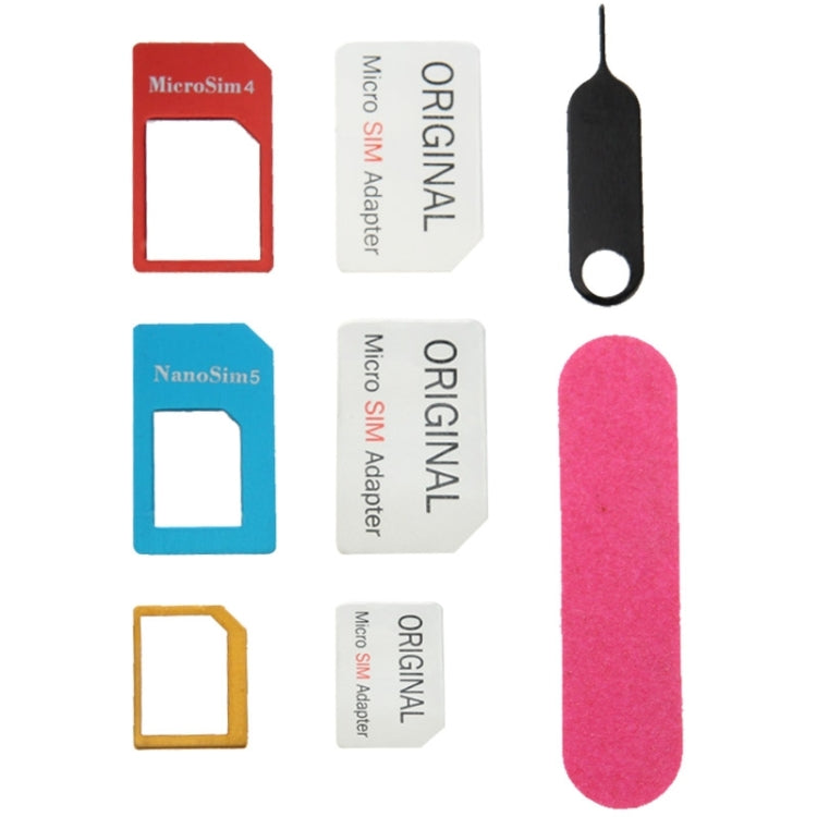 Adattatore da Nano SIM a Micro SIM + Adattatore da Nano SIM a SIM standard + Adattatore da Micro SIM a SIM standard + Supporto per vassoio della scheda SIM Strumento chiave per espulsione con nastro biadesivo per iPhone 5 e 5S, iPhone 4 e 4S, 3GS / 3G