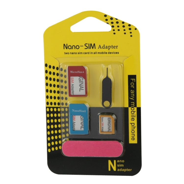 Adattatore da Nano SIM a Micro SIM + Adattatore da Nano SIM a SIM standard + Adattatore da Micro SIM a SIM standard + Supporto per vassoio della scheda SIM Strumento chiave per espulsione con nastro biadesivo per iPhone 5 e 5S, iPhone 4 e 4S, 3GS / 3G