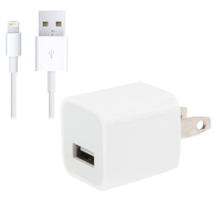 Adattatore per caricabatterie da viaggio con spina americana 2 in 1 5V 1A con cavo a 8 pin da 1 m per iPhone