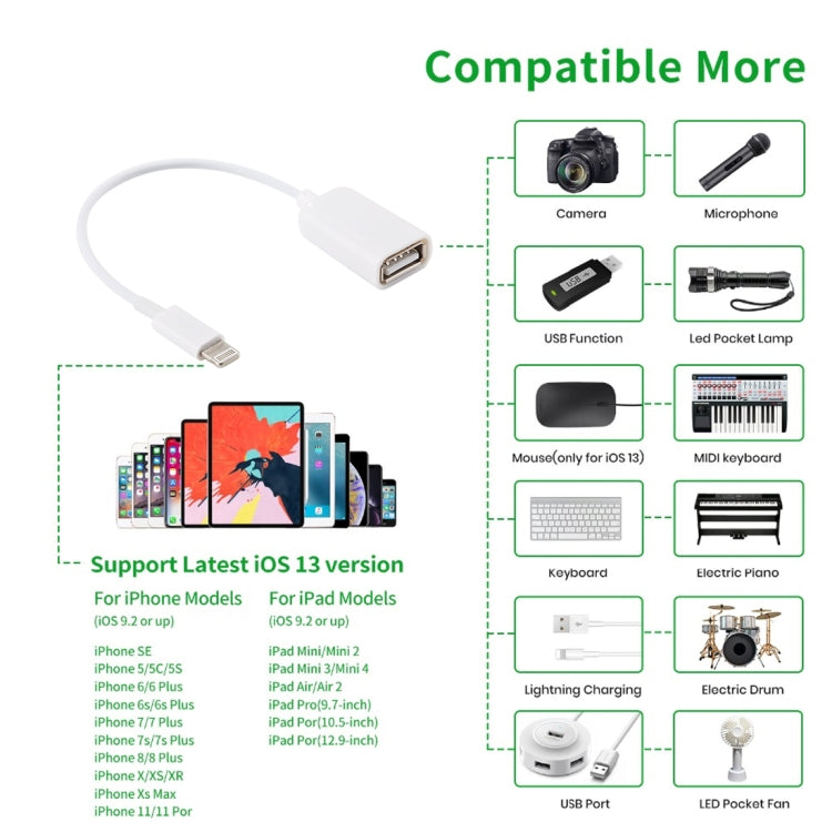 Cavo adattatore USB OTG 8 pin per iPhone iOS 10.2